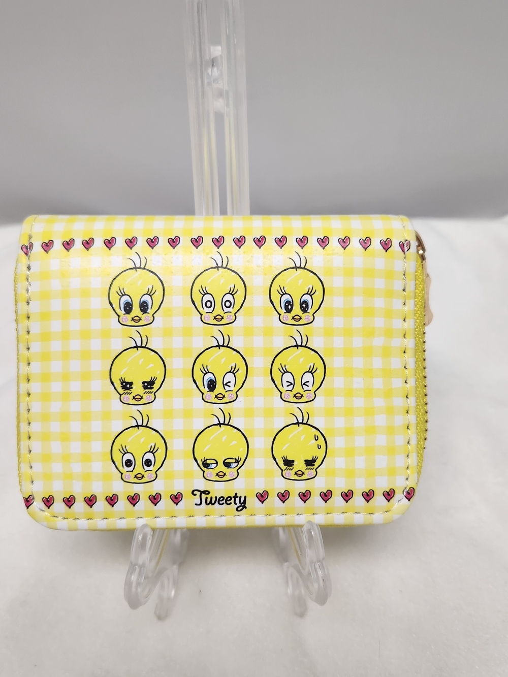 Tweety Yellow Zip Wallet with Character Faces